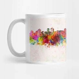 Christchurch skyline in watercolor background Mug